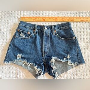 Levi’s | 501 Original Shorts | Distressed Denim | Button Fly | Size 28 | EUC